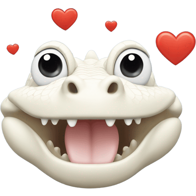 albino alligator with hearts above its head emoji