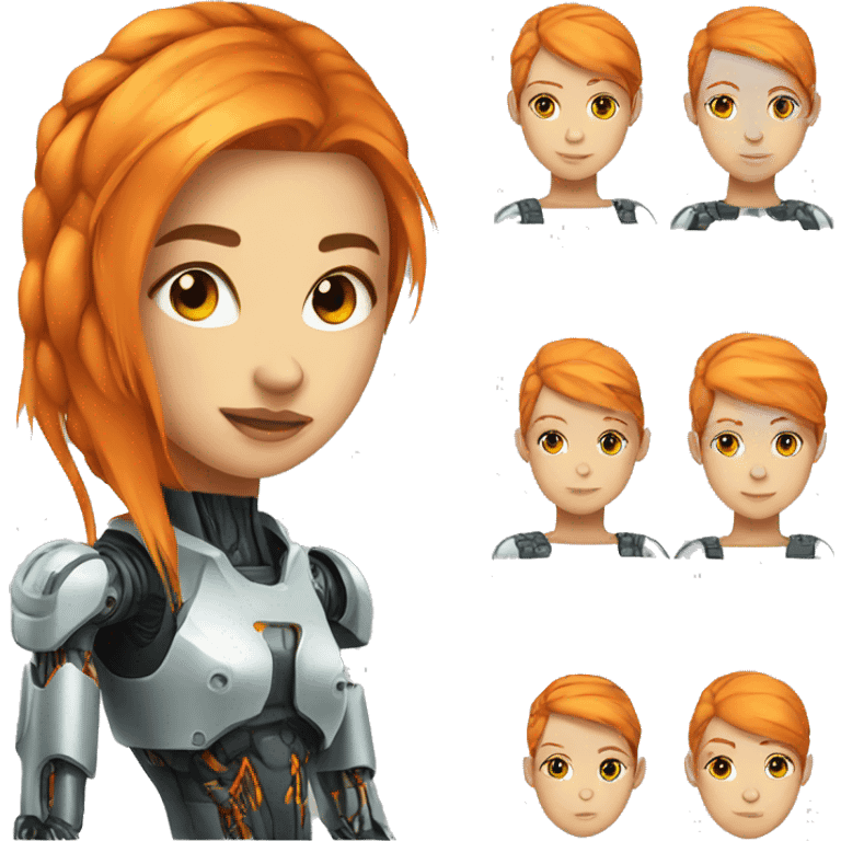 Female cyborg orange hair and circuits emoji