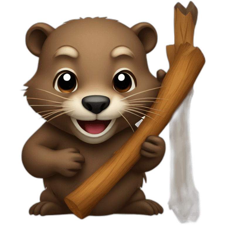 Beaver biting wood emoji