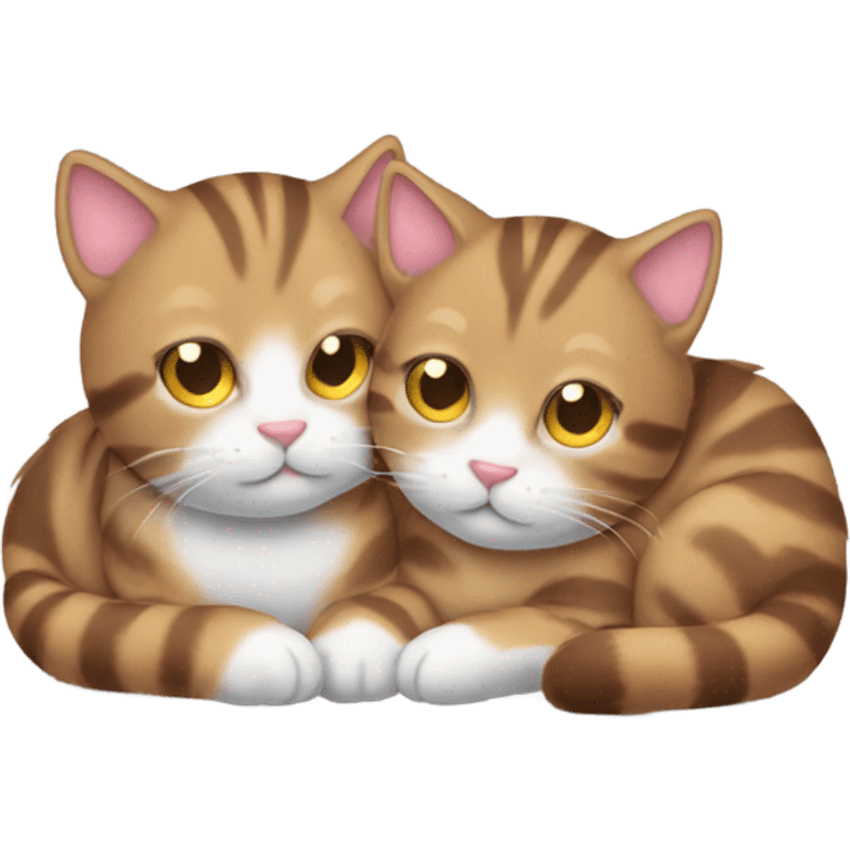 Cuddling tabby cats on Valentine’s Day  emoji