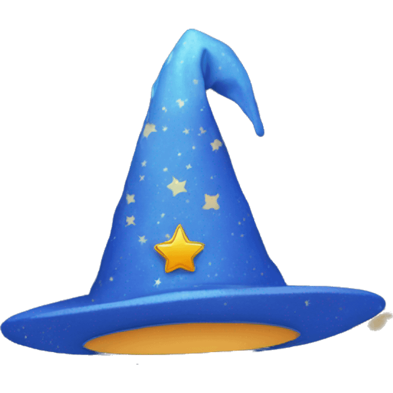 blue wizard hat with star and moon pattern emoji