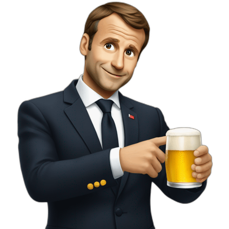 Macron qui boit une bière emoji