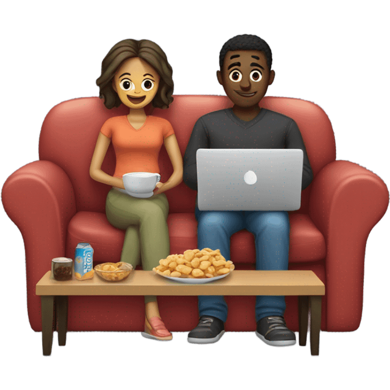 Husband and wife up late watching movies  emoji