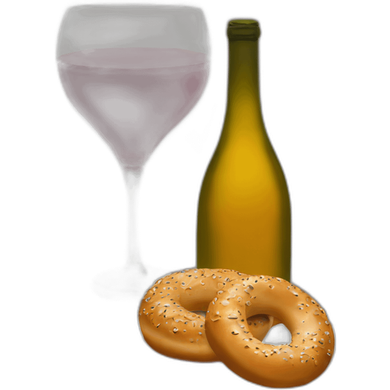 An everything bagel and a bottle of natural wine emoji