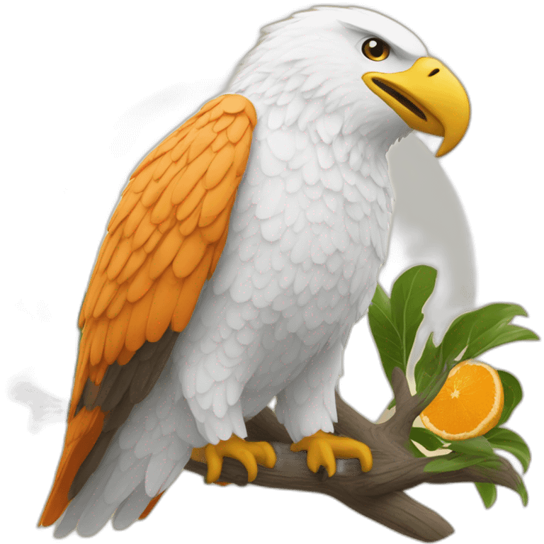 aigle orange blanc survole le globe emoji