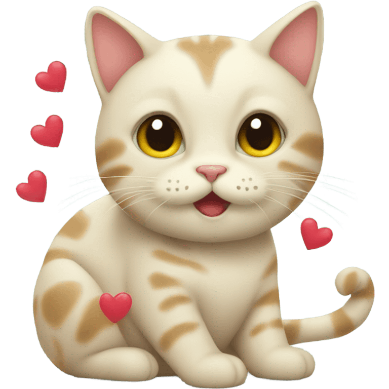 Cat and hearts emoji