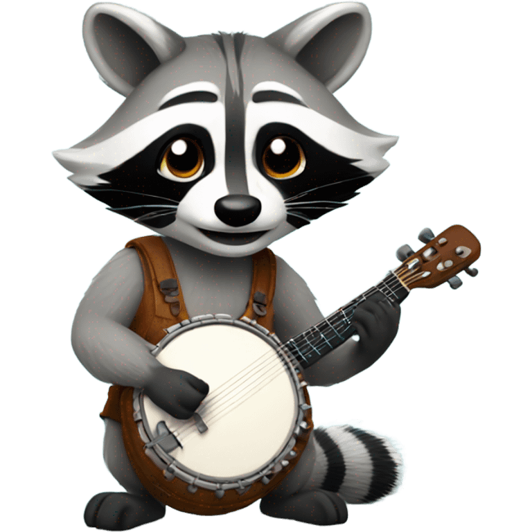 A raccoon playing the banjo emoji