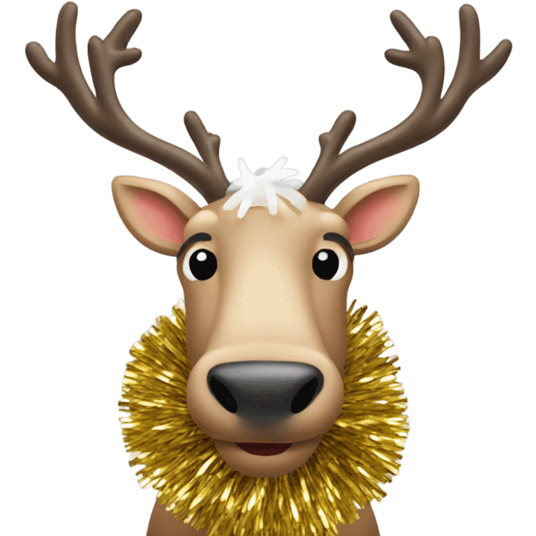 Reindeer stuck in tinsel emoji