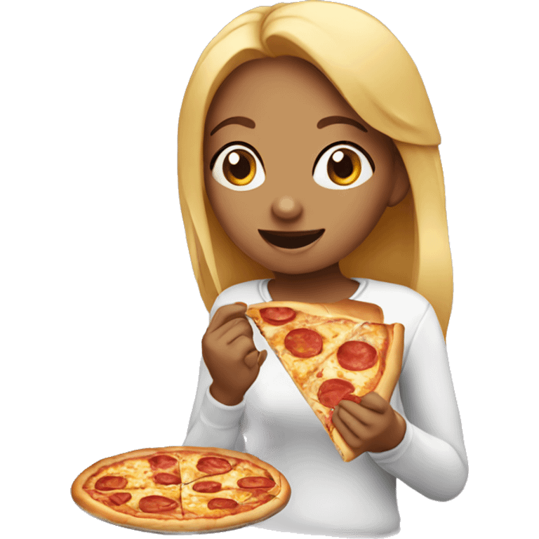 girl  eating pizza  emoji