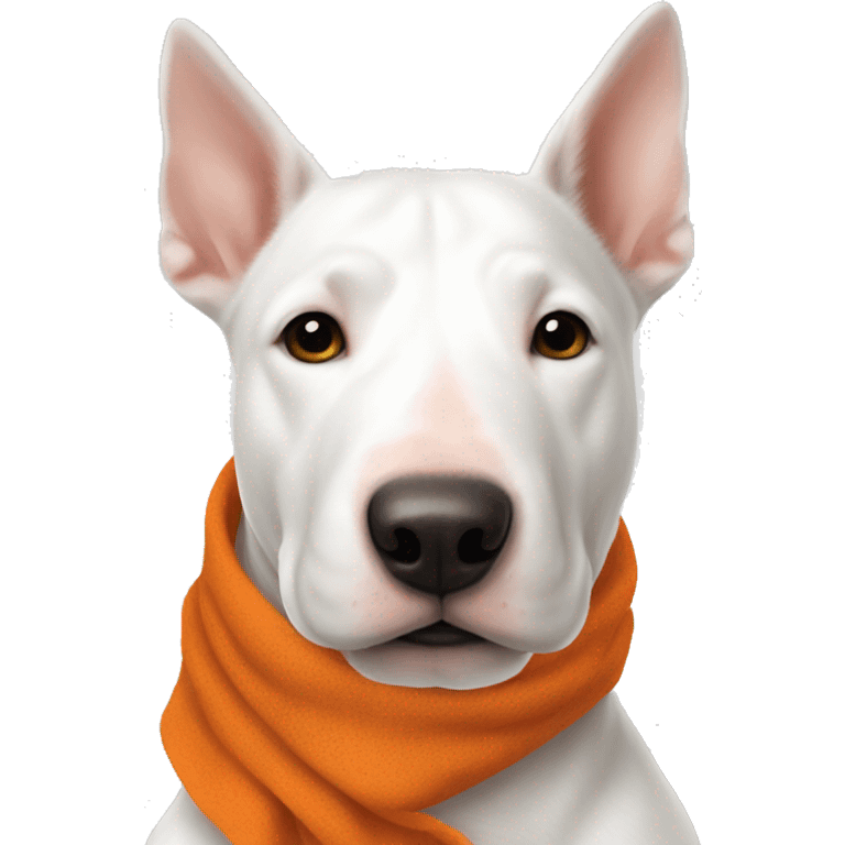 white bullterrier with orange scarf and points white emoji