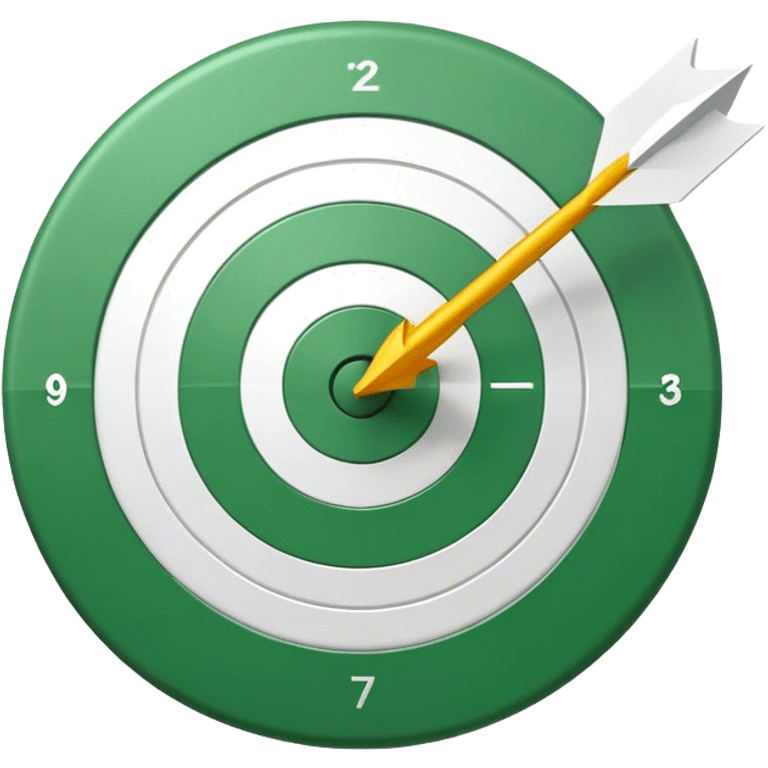 Cinematic Realistic green tilted target with a white arrow in the center  emoji