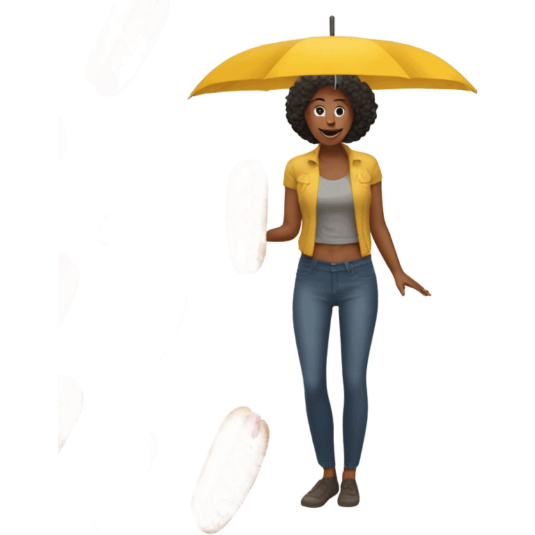 Raining hot dogs on woman emoji