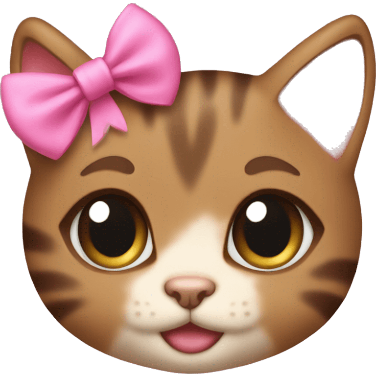 Little brown female kitten with a pink bow in her head emoji