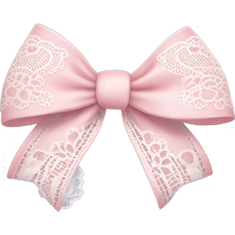 light pink bow with white lace  emoji