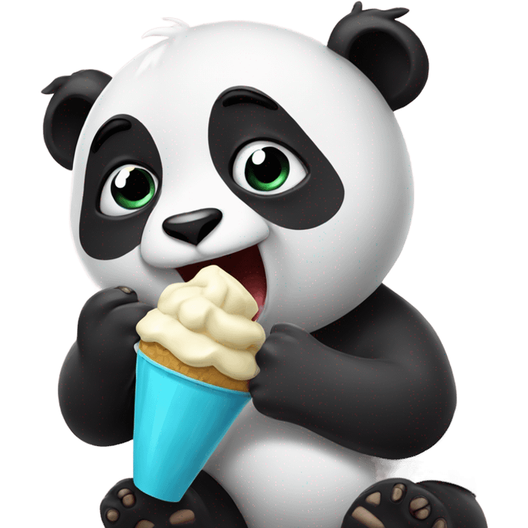 Panda eating ice cream emoji