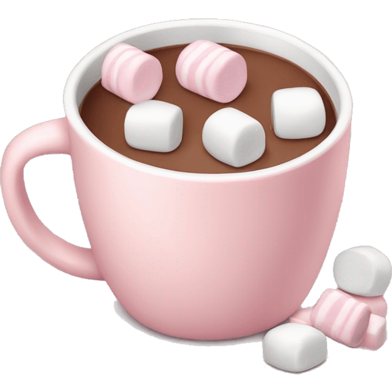 Light Pink mug of hot chocolate with marshmallows  emoji