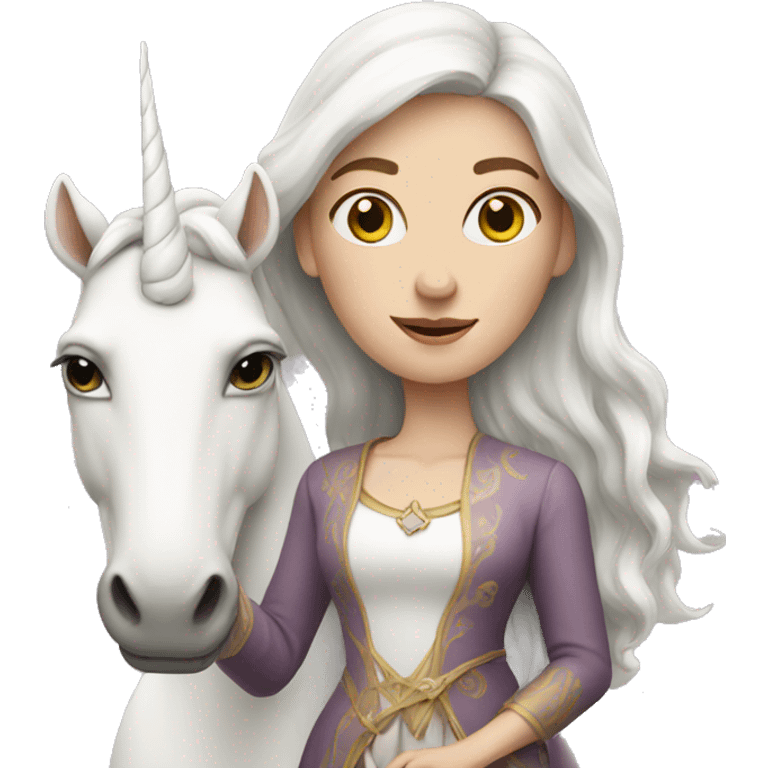 white lady with unicorn emoji