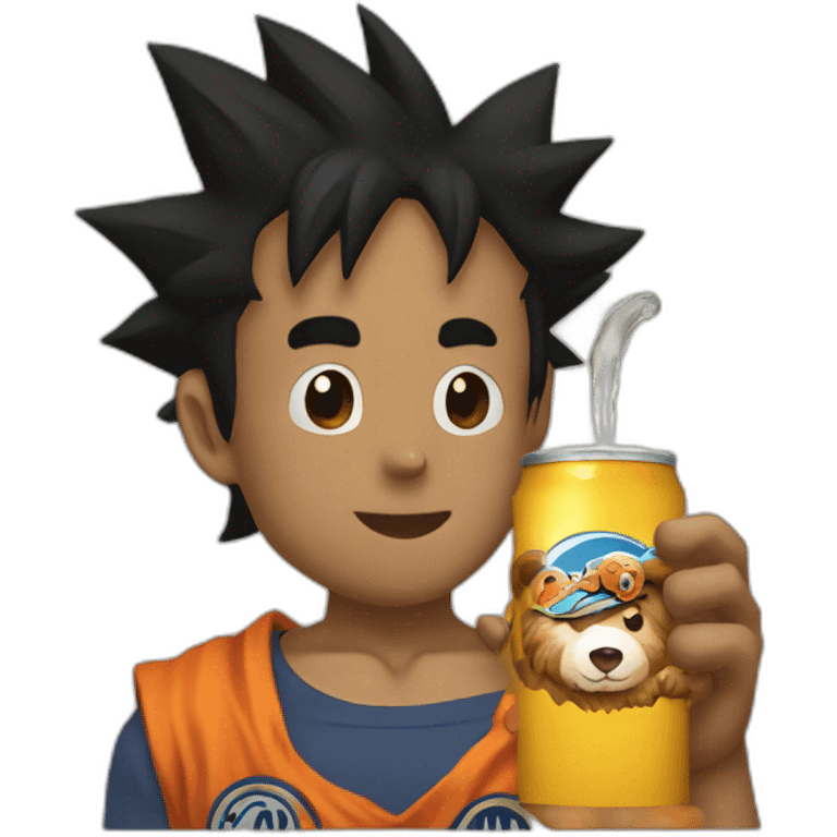 goku drinking a bear emoji