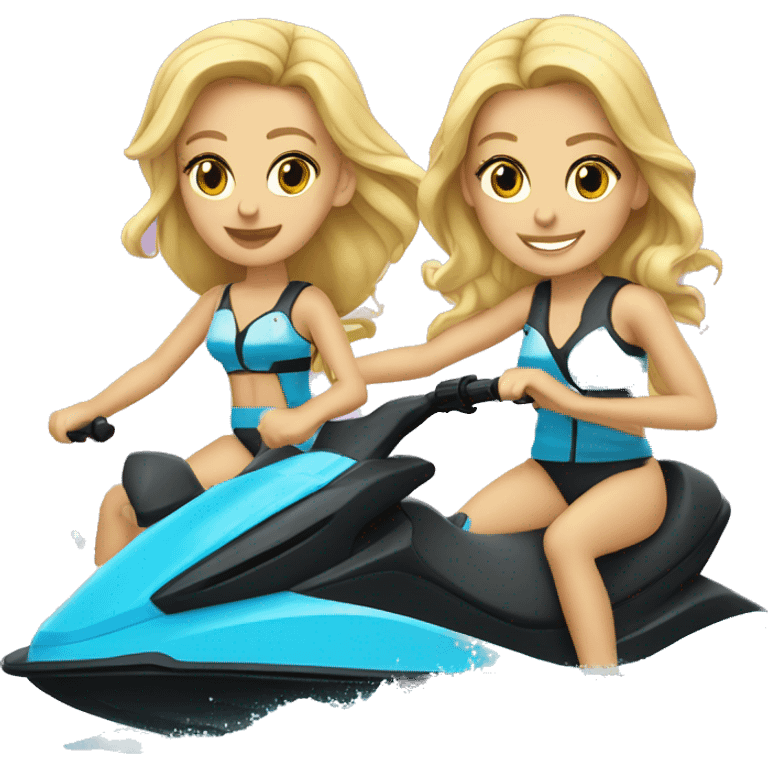 Caucasian Blonde Twins on Jet Ski  emoji