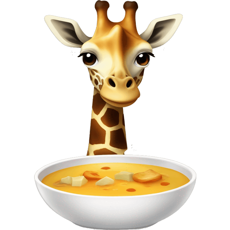 A giraffe who is eating soup emoji