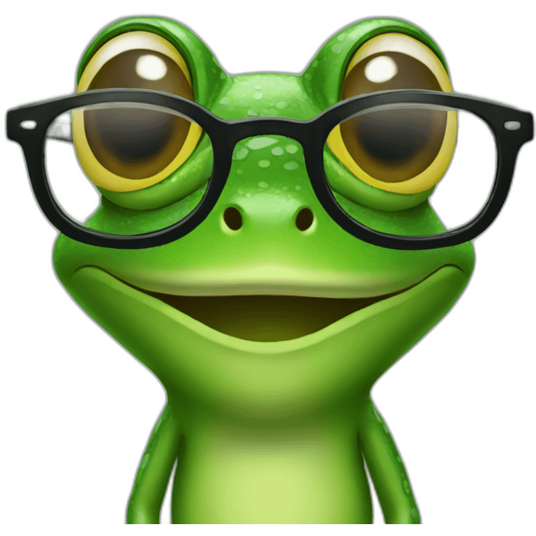 Frog wearing frame glasses emoji