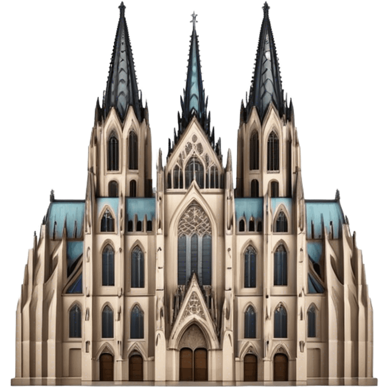 Cinematic Realistic Cologne Cathedral Landmark Emoji, showcasing Gothic architecture rendered with detailed stone textures and majestic, dynamic lighting. emoji