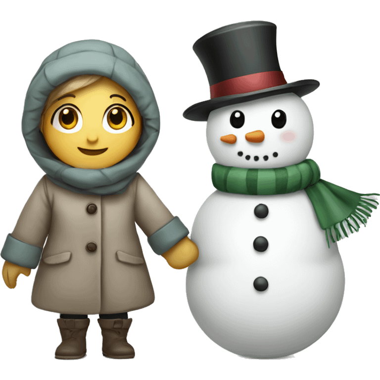 Snowman girl and snowman boy holding hands  emoji