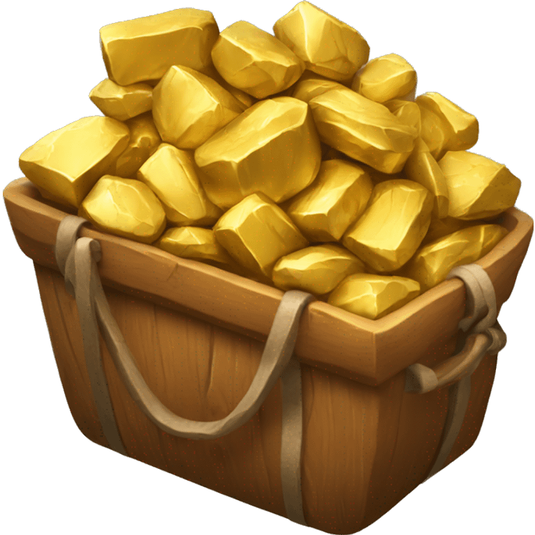 a bag of gold, wood and stone emoji