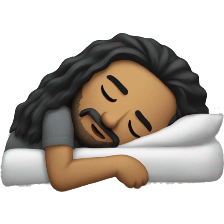 Homeless man with long straight black hair sleeping  emoji