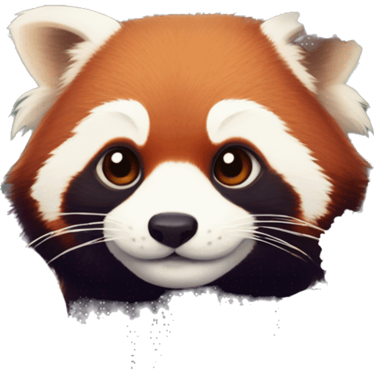 Red panda surrounded by lilac flowers emoji