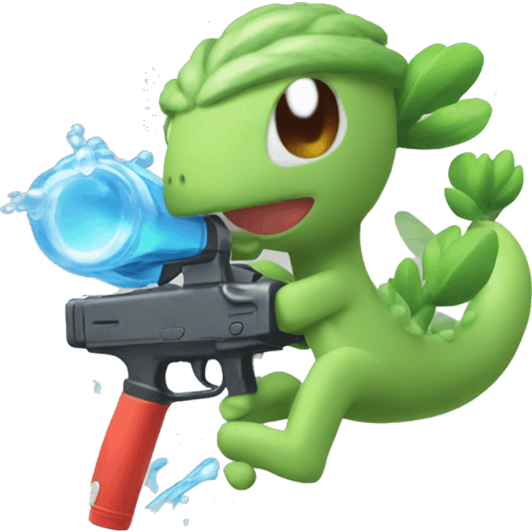 Breloom shooting a water gun emoji