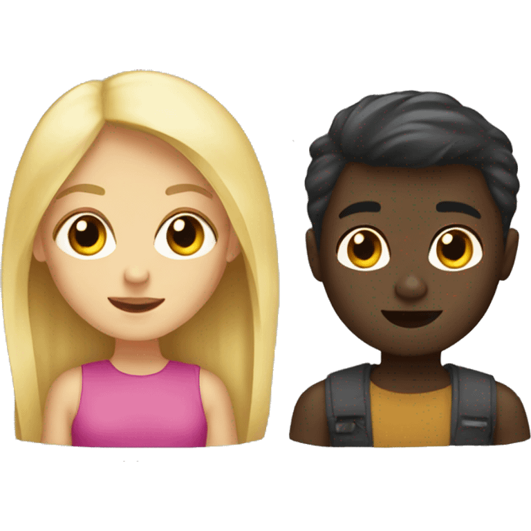 Blonde girl and dark skinned boy emoji