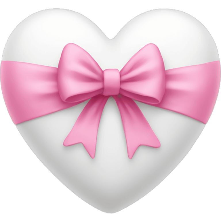 White heart with pink bow  emoji