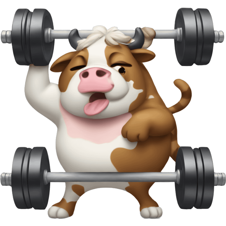 Cat and cow lifting weights emoji