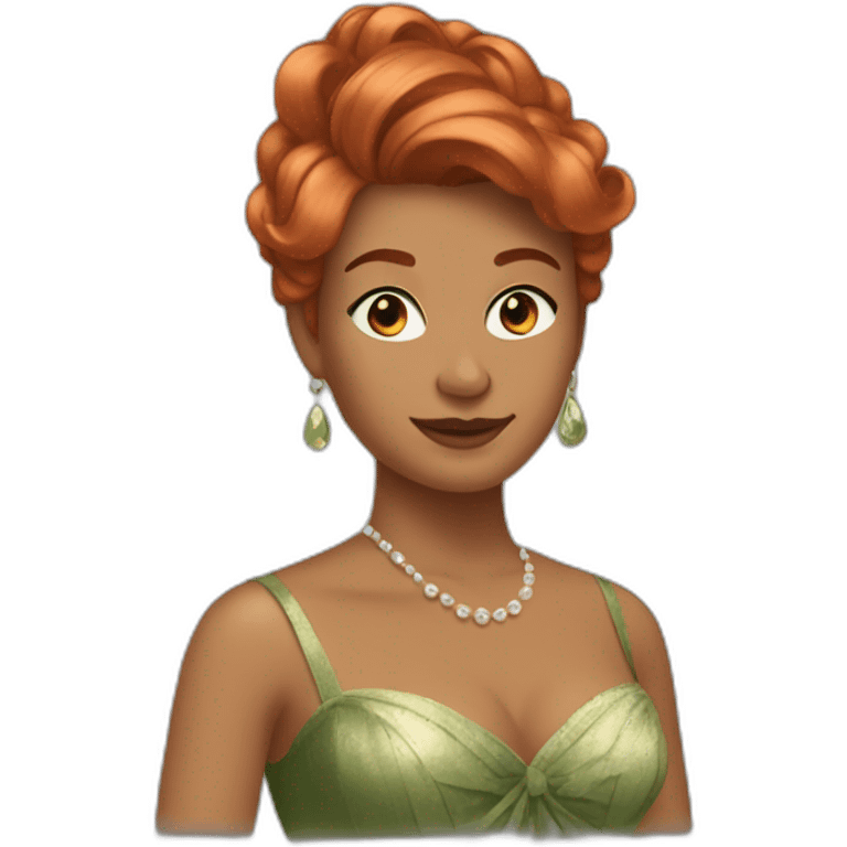 woman with copper hair in a ball gown emoji