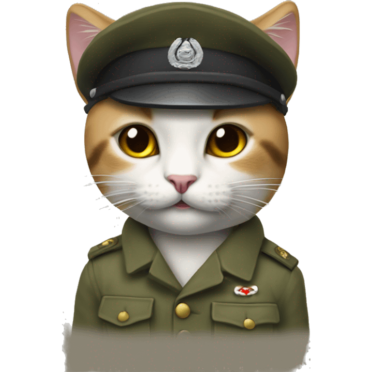 cat with garrison cap and mp-40 emoji