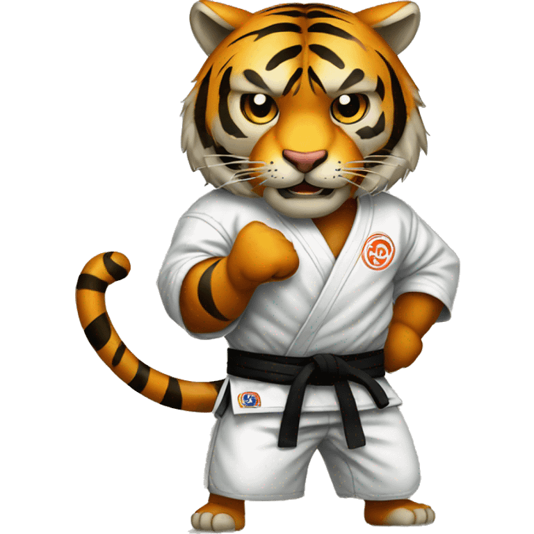 Tiger with evil face   jiu jitsu with his arms crossed emoji