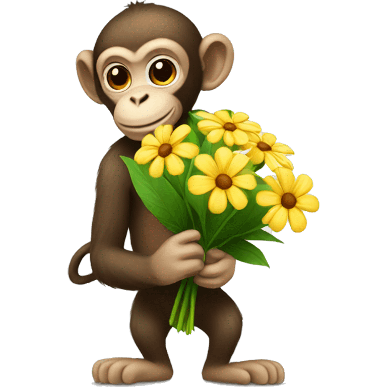 Monkey holding flowers  emoji