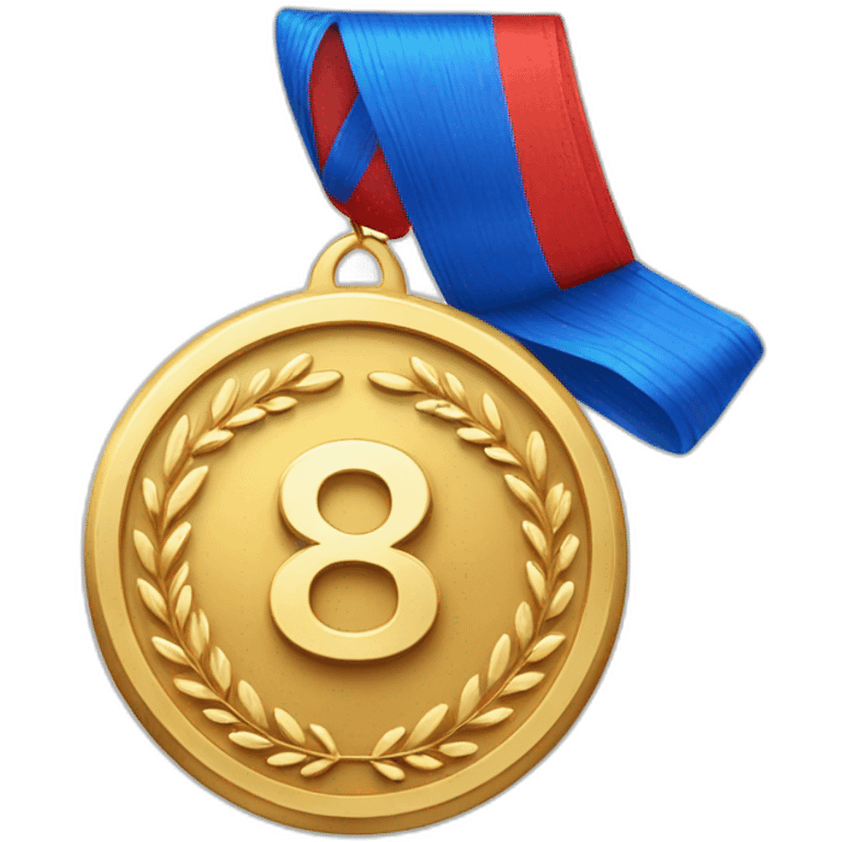 a golden medal for 1st place with "8th B" on it emoji