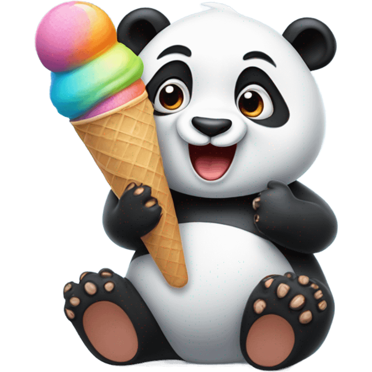 Panda eating ice cream emoji