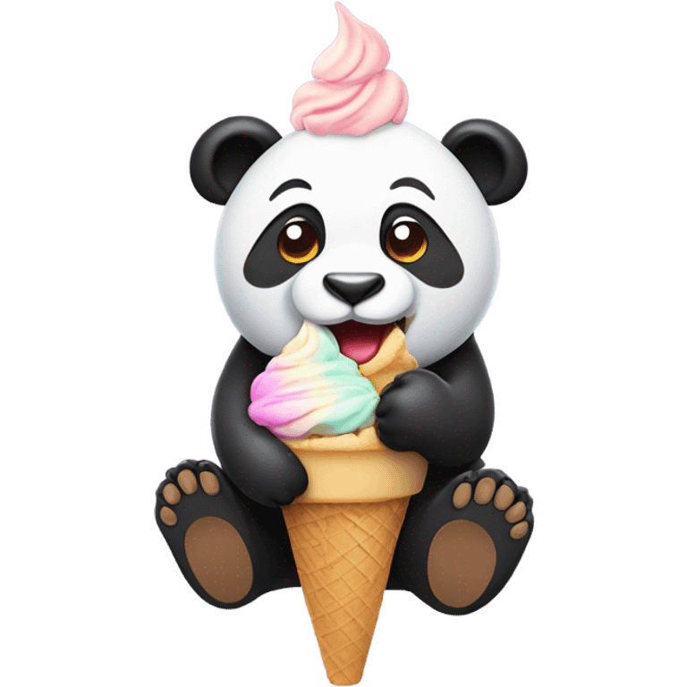 Panda eating ice cream emoji