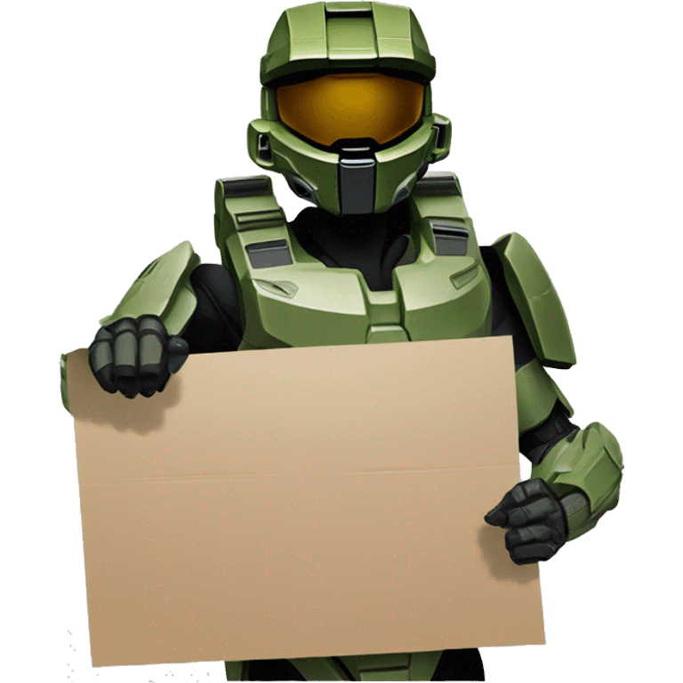 halo master chief holding up a cardboard sign emoji