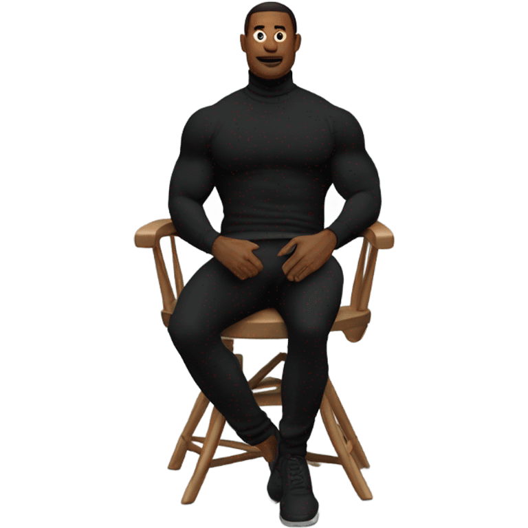 muscle fit black turtleneck shirt sitting in chair emoji