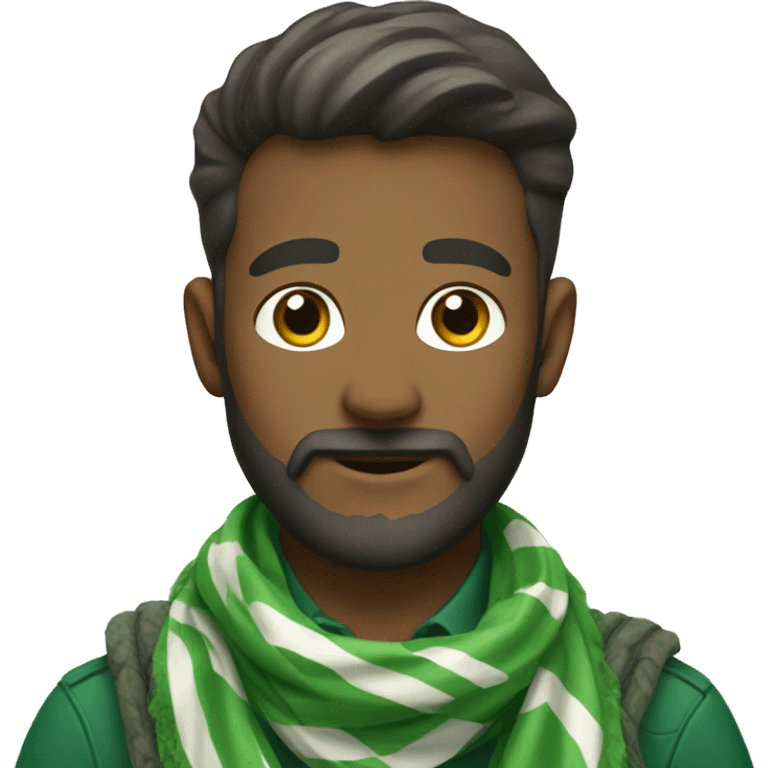 scout with beard and with green and white scout scarf emoji