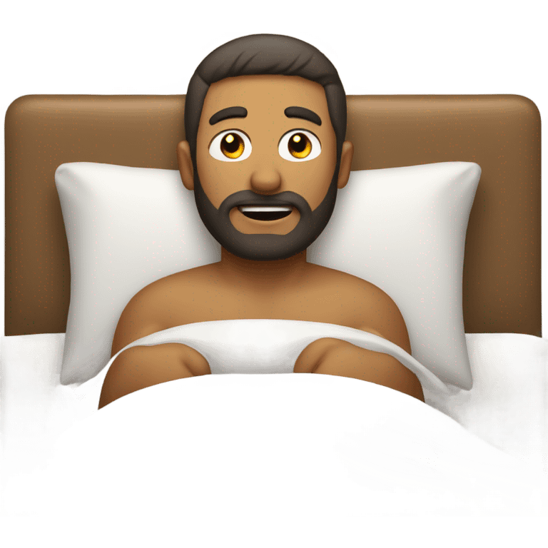 Tan man with beard in bed  emoji