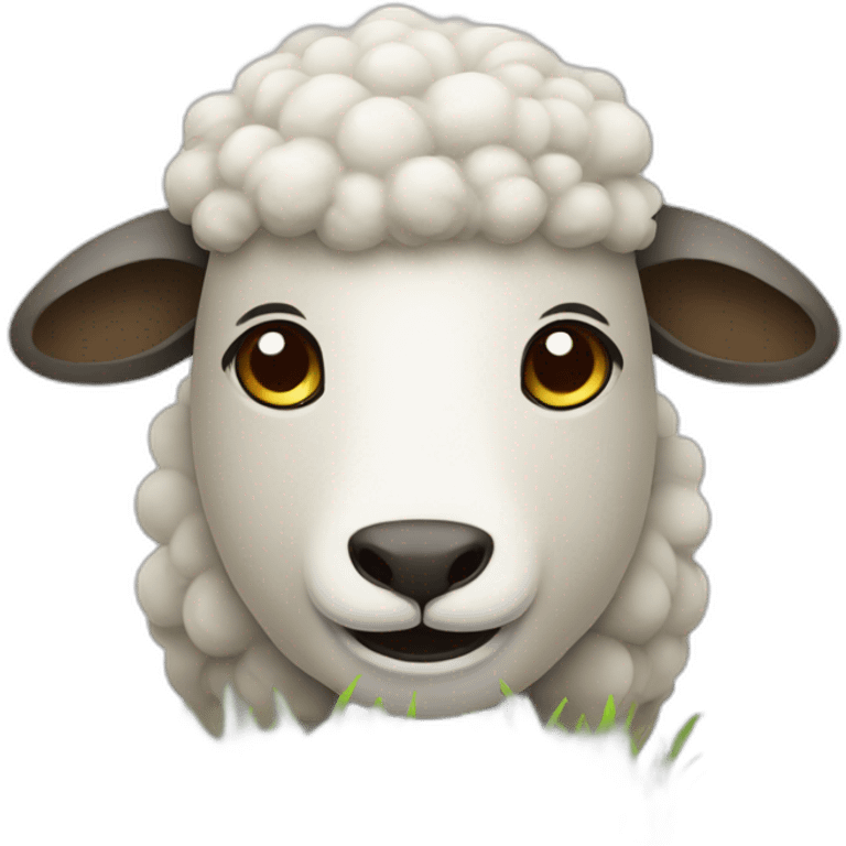 sheep with grass in mouth emoji