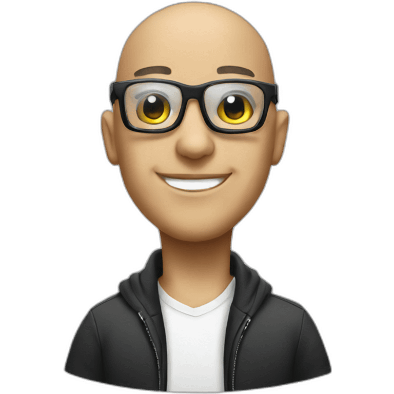 a bald DJ with glasses emoji