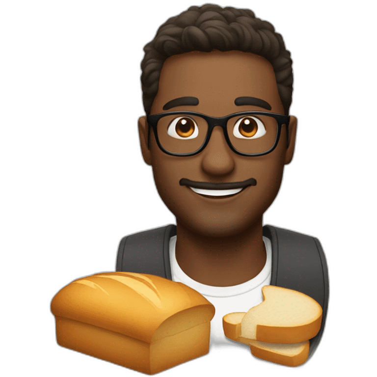 handsome man with glassess with bread emoji