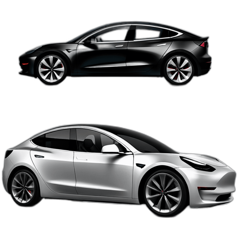 small photo realistic, open top, black color, grey rims, Tesla Model 3, black upholstery, side view emoji