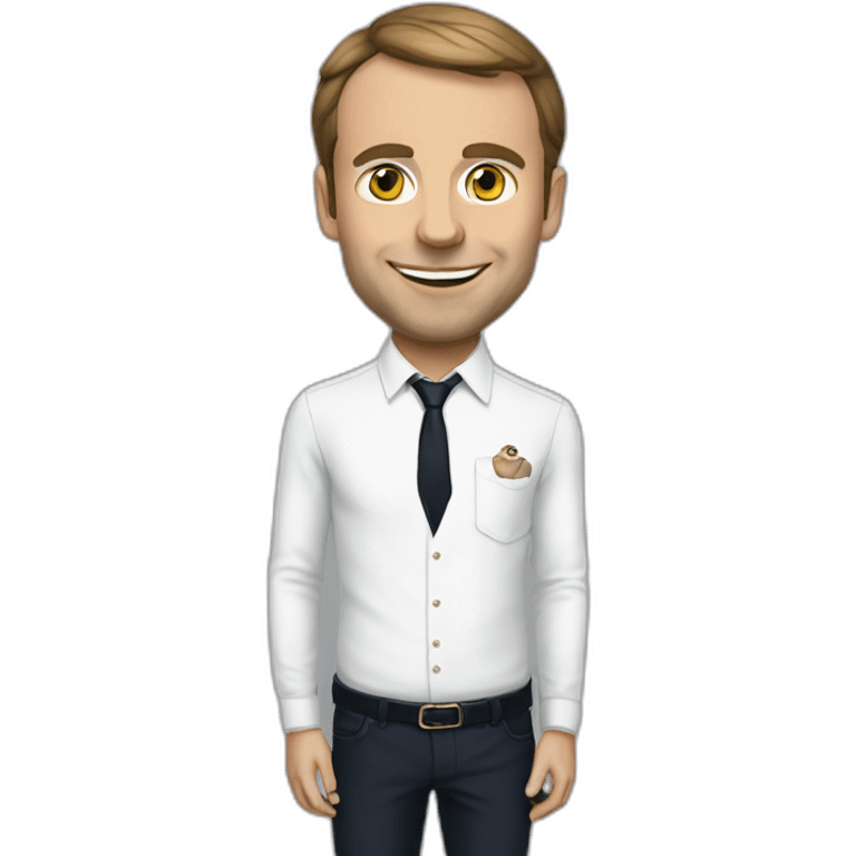 Macron with cat shirt emoji